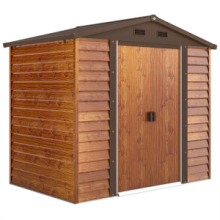 Casetta da Giardino Porta Attrezzi con Porte Scorrevoli e Pareti Effetto Legno, 2,3x1,5x2 m, Marrone