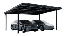 Carport Fotovoltaico in Alluminio - Nova Doppio - dimensioni 520x 580 cm - con 15 Pannelli Solari
