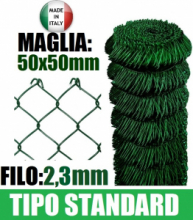 25mt-ROTOLO RETE METALLICA ZINCATA PLASTIFICATA "MAGLIA SCIOLTA"- TIPO STANDARD - H 125 cm
