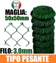 25mt-ROTOLO RETE METALLICA ZINCATA PLASTIFICATA "MAGLIA SCIOLTA"-TIPO  PESANTE - H 300 cm