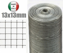 25mt-ROTOLO RETE METALLICA-MINI ZINCATA - MAGLIA:mm13X13 -FILO:mm1,4 -H 100 cm