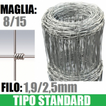 50mt- Rotolo Rete Metallica Pastorale Zincata-Tipo  Standard-a Maglia Annodata- H 100 cm