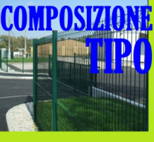 Recinzione Modulare  Completa Linea "Medium Verde" - H 150 cm - Lunghezza 20 mt  Lineari