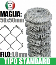 25mt-ROTOLO RETE METALLICA ZINCATA "MAGLIA SCIOLTA"- TIPO STANDARD - H 125 cm