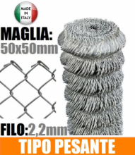 25mt-ROTOLO RETE METALLICA ZINCATA "MAGLIA SCIOLTA"-TIPO PESANTE - H 225 cm