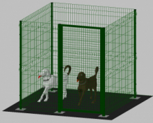 .Recinto-Box Modulare per Cani in Ferro Zincato e Verniciato Verde-con Pali a Tassellare - cm 200x200x192h
