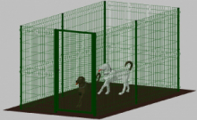 .Recinto-Box Modulare per Cani in Ferro Zincato e Verniciato Verde-con Pali a Interrare - cm 200x400x192h