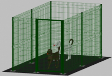 .Recinto-Box Modulare per Cani in Ferro Zincato e Verniciato Verde-con Pali a Tassellare - cm 200x400x192h