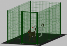 .Recinto-Box Modulare per Cani in Ferro Zincato e Verniciato Verde-con Pali a Tassellare - cm 200x400x172h