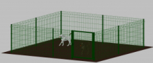 .Recinto-Box Modulare per Cani in Ferro Zincato e Verniciato Verde-con Pali a Interrare - cm 400x400x142h