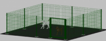 .Recinto-Box Modulare per Cani in Ferro Zincato e Verniciato Verde-con Pali a Tassellare - cm 400x400x122h