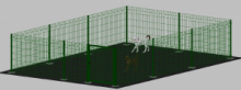 .Recinto-Box Modulare per Cani in Ferro Zincato e Verniciato Verde-con Pali a Tassellare - cm 600x400x142h
