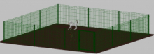 .Recinto-Box Modulare per Cani in Ferro Zincato e Verniciato Verde-con Pali a Interrare - cm 600x600x142h