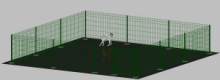 .Recinto-Box Modulare per Cani in Ferro Zincato e Verniciato Verde-con Pali a Tassellare - cm 600x600x142h