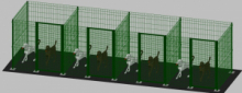 Recinto-Box Modulare per Cani in Ferro Zincato e Verniciato Verde-con Pali a Tassellare - cm 200x200x172h(per 4 box)