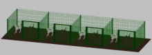 Recinto-Box Modulare per Cani in Ferro Zincato e Verniciato Verde-con Pali a Interrare - cm 200x200x122h(per 4 box)