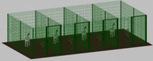 Recinto-Box Modulare per Cani in Ferro Zincato e Verniciato Verde-con Pali a Interrare - cm 200x400x172h(per 4 box)