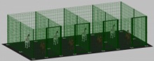 Recinto-Box Modulare per Cani in Ferro Zincato e Verniciato Verde-con Pali a Tassellare - cm 200x400x172h(per 4 box)