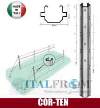 CONF. 10 PZ - PALI PER VIGNETO "APERTI" 52X35mm -ACCIAIO CORTEN - ALTEZZA: 210 cm - SPESSORE:1,50mm