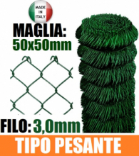 25mt-ROTOLO RETE METALLICA ZINCATA PLASTIFICATA "MAGLIA SCIOLTA"-TIPO  PESANTE - H 175 cm