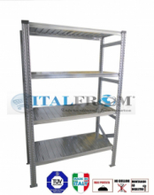 MODULO INIZIALE - scaffalatura da magazzino zincata H 200 cm , L 105 cm ,  PROF. 30 cm , con 4 ripiani , PORTATA OGNUNO 240 Kg