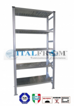 MODULO INIZIALE - scaffalatura da magazzino zincata H 300 cm , L 90 cm , PROF. 30 cm , con 5 ripiani , PORTATA OGNUNO 280 Kg