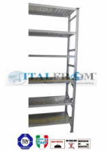 z MODULO CONTINUATIVO- scaffalatura da magazzino zincata H 350 cm , L 105 cm , PROF.30 cm , con 6 ripiani ,PORTATA OGNUNO 240 Kg