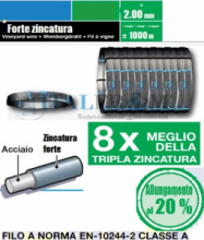 25 Kg -Filo Zincato per Vigneto- Zincatura Forte - Diametro 2,0 mm