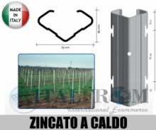 CONF. 10 PZ - PALI PER VIGNETO "APERTI" 70X40mm -FERRO ZINCATO A CALDO - ALTEZZA: 250 cm - SPESSORE:1,80mm