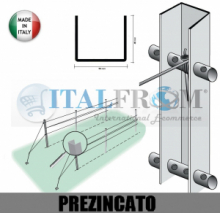 Pali di Testata per Vigneto "Aperti" 45X50x45mm -Ferro Prezincato - Altezza: 270 cm - Spessore:2,00mm