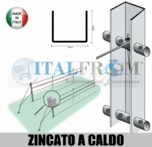 PALI DI TESTATA PER VIGNETO "APERTI" 45X50x45mm -FERRO ZINCATO A CALDO - ALTEZZA: 270 cm - SPESSORE:2,00mm