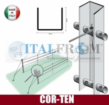 Pali di Testata per Vigneto "Aperti" 45X50x45mm -Ferro Corten - Altezza: 270 cm - Spessore:2,00mm