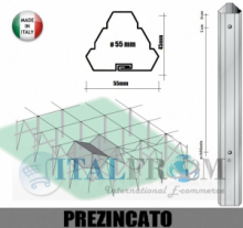 CONF. 50 PZ - PALI TRIANGOLARI PREZINCATI "GRANDE" PER VIGNETO -DIAM: 55mm - ALTEZZA: 210 cm - SPESSORE: 0,5mm