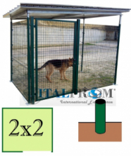 Box Recinto Modulare per Cani in Ferro Zincato Plastificato Verde-con Tetto in Lamiera e Pali ad Interrare- mt 2x2x2 h