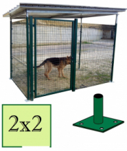 Box Recinto Modulare per Cani in Ferro Zincato Plastificato Verde-con Tetto in Lamiera - mt 2x2x1,5 h