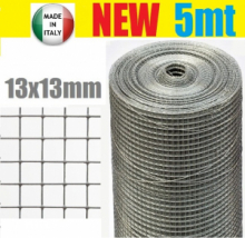 5mt-ROTOLO RETE METALLICA-MINI ZINCATA-MAGLIA:mm13X13 -FILO:mm1,0 - H 100 cm