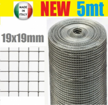 5mt-ROTOLO RETE METALLICA-MINI ZINCATA-MAGLIA:mm19X19 -FILO:mm1,4 - H 100 cm