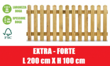 .Steccato in Legno di Pino con Doghe - Dimensioni: L 200cm x H 100cm