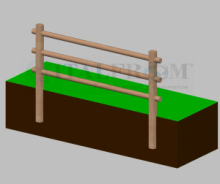 Staccionata Steccato in Legno di Pino con 3 Fori (Misure: L 200cm x H 100cm)  Modulo Iniziale