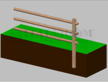 Staccionata Steccato in Legno di Pino con 3 Fori (Misure: L 200cm x H 100cm) Modulo Continuativo