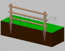 Staccionata Steccato in Legno di Pino con 3 Fori(Misure: L 150cm x H 100cm)  Modulo Iniziale