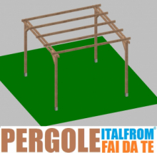 Pergola da Giardino in Legno di Pino Impregnato - mt 3 X 3 x 2,5h - con Supporti a Interrare