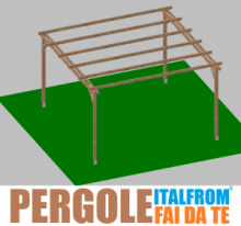 Pergola da Giardino in Legno di Pino Impregnato - mt 4 X 4 x 2,5h - con Supporti ad Interrare