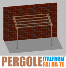 Pergola da Giardino Addossata in Legno di Pino Impregnato - mt 2 X 4 x 2,5h - con Supporti a Tassellare