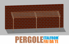 Pergola da Giardino Addossata in Legno di Pino Impregnato - mt 2 X 8 x 2,5h - con Supporti a Tassellare