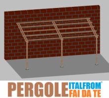 Pergola da Giardino Addossata in Legno di Pino Impregnato - mt 3 X 6 x 2,5h - con Supporti a Tassellare