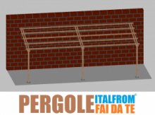 Pergola da Giardino Addossata in Legno di Pino Impregnato - mt 3 X 8 x 2,5h - con Supporti a Tassellare