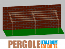 Pergola da Giardino Addossata in Legno di Pino Impregnato - mt 3 X 8 x 2,5h - con Supporti ad Interrare