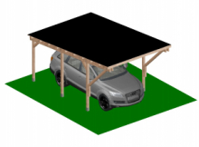 Carport Tettoia a Sbalzo per Auto in Legno - Completo di Copertura con Perline e Feltro - mt 5 X 3 - ad Interrare