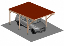 Carport Tettoia a Sbalzo per Auto in Legno - Completo di Copertura con Perline e Tegole Canadesi - mt 5 X 3 - a Tassellare